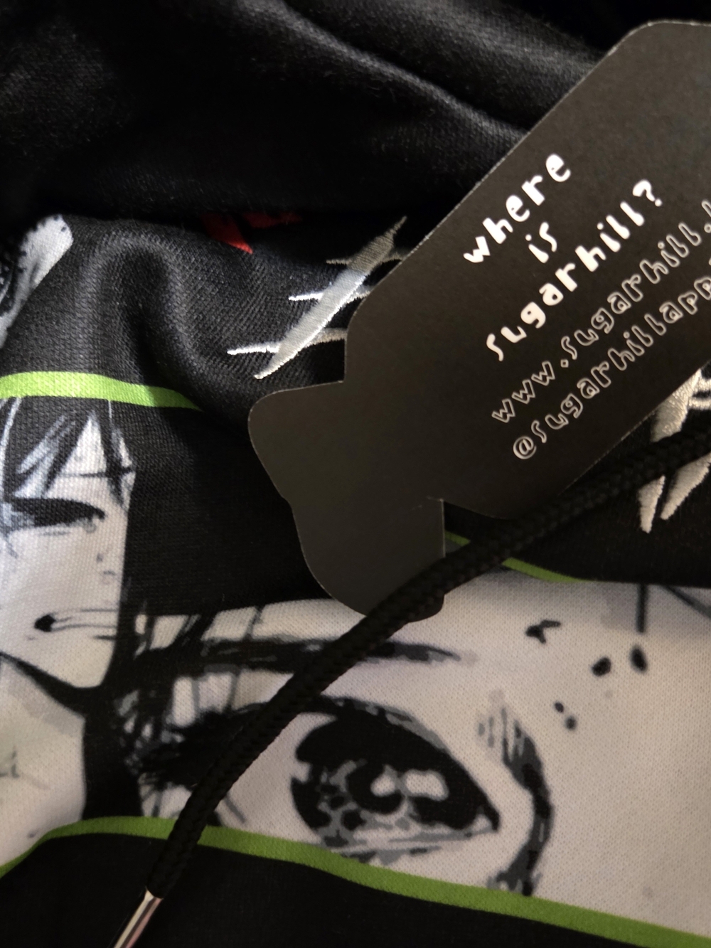 Black Graphic Performance Hoodie with Multicolor Anime Panels - Picture 6 of 11